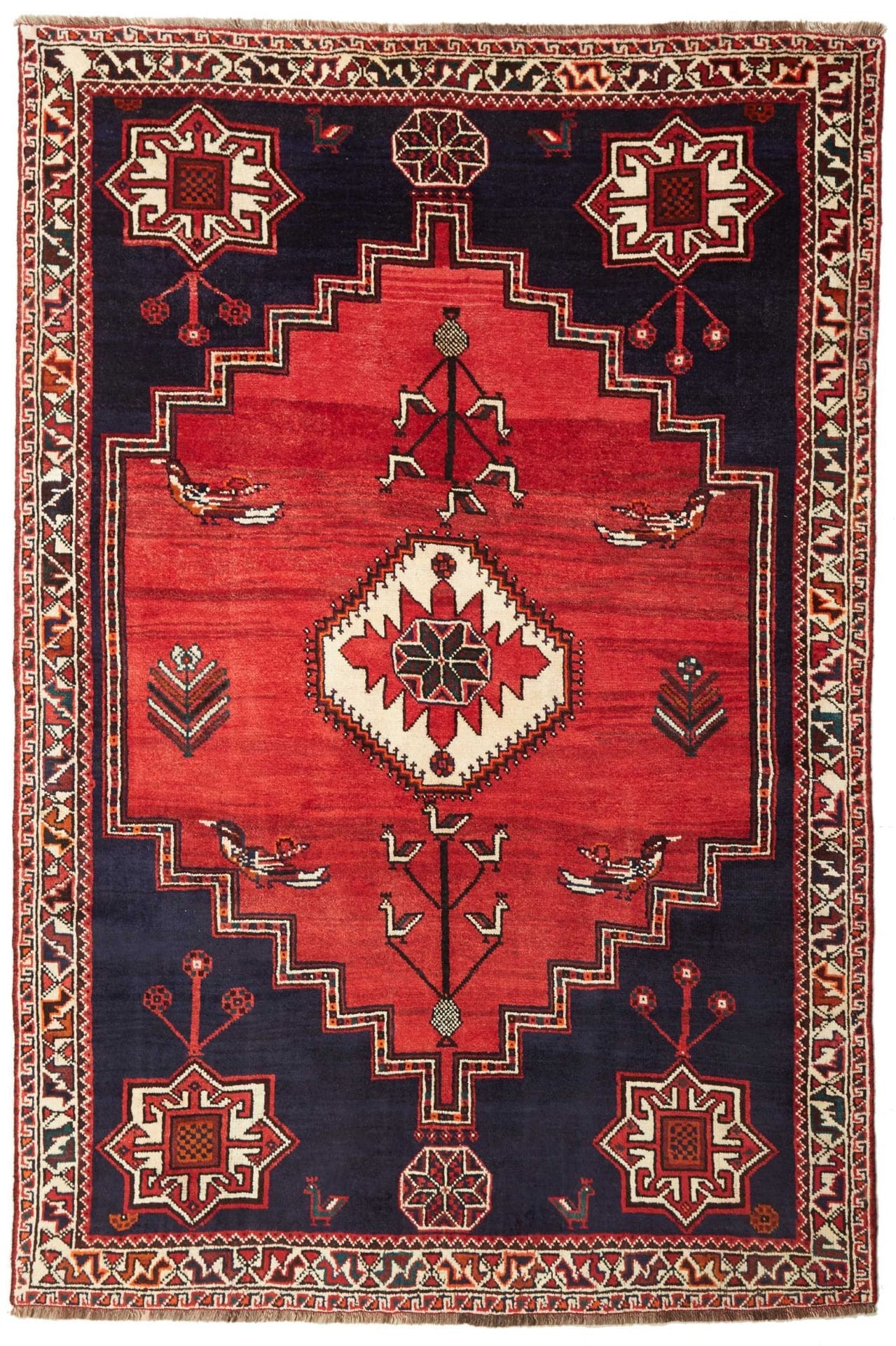 Shiraz Teppich 171 x 253cm aus Wolle, geometrisches Muster, handgeknüpft