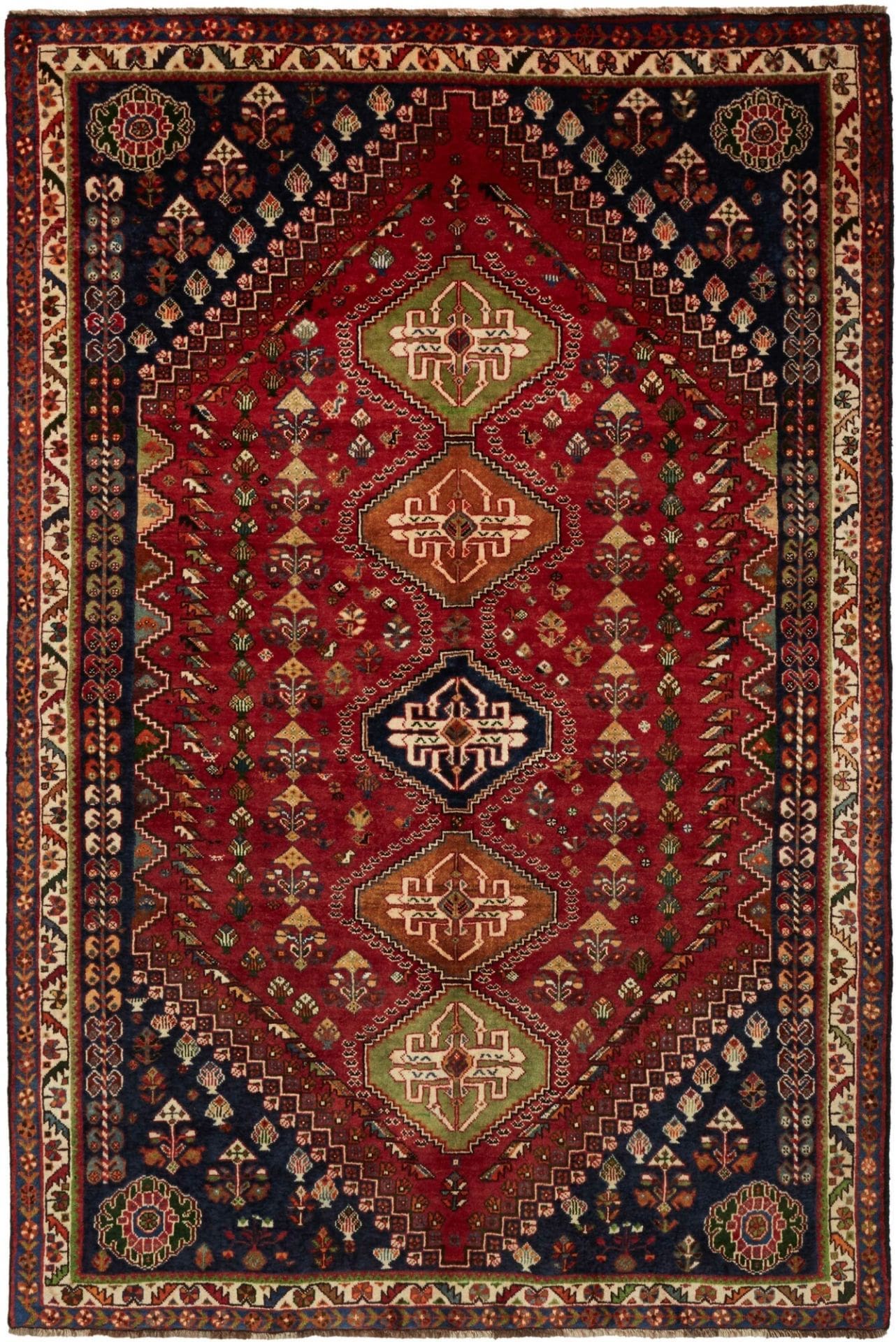 Shiraz Teppich 171 x 255 cm mit geometrischen Mustern, handgeknüpft