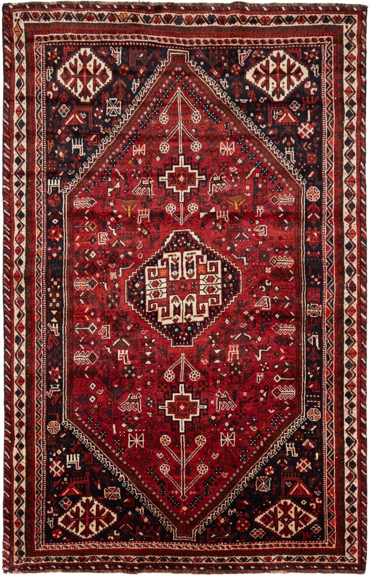 Shiraz Teppich 171 x 260 cm, Wolle, geometrische Muster, handgeknüpft