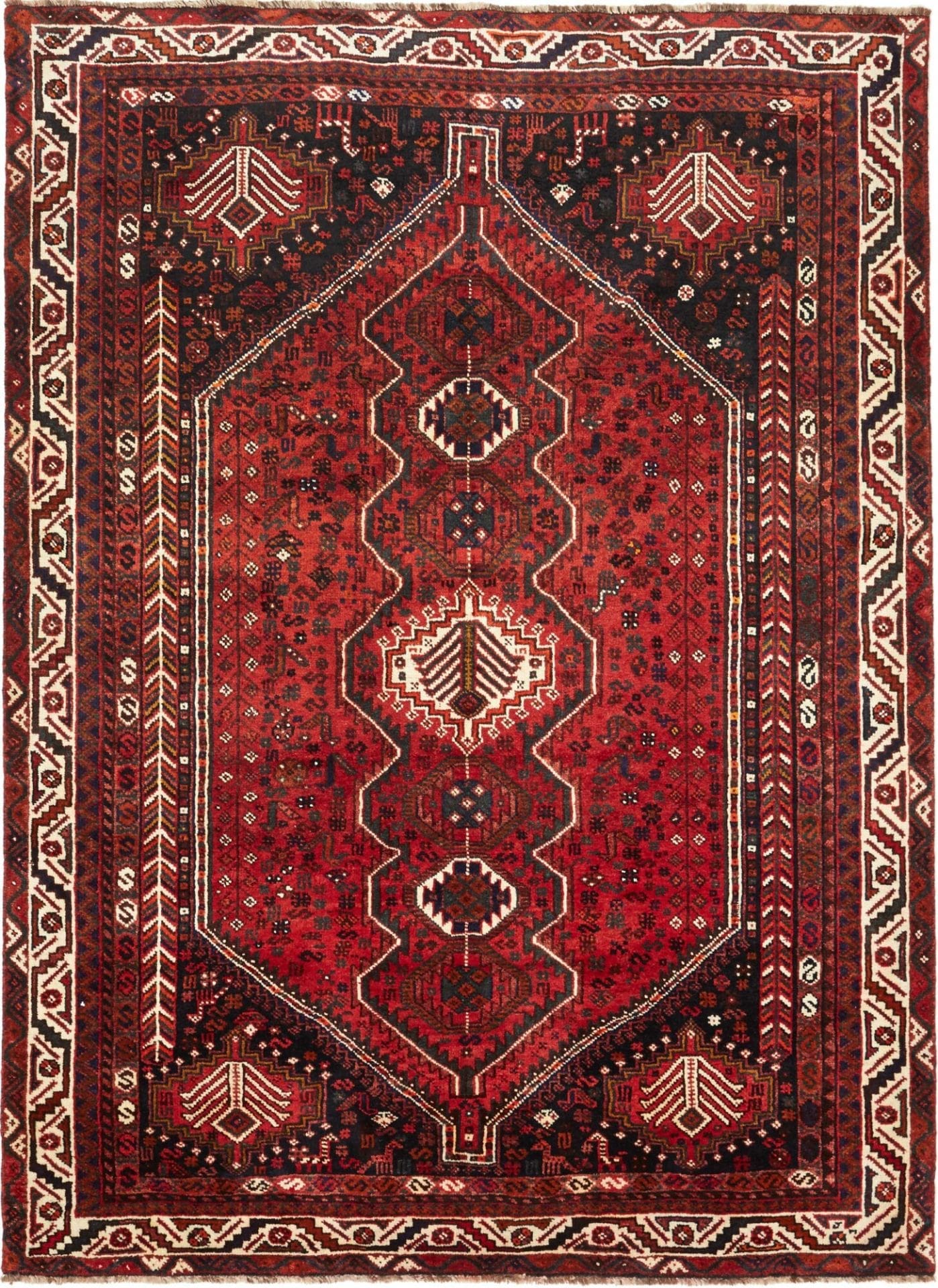 Shiraz Teppich 172 x 262cm, geometrisch, Schurwolle, handgeknüpft