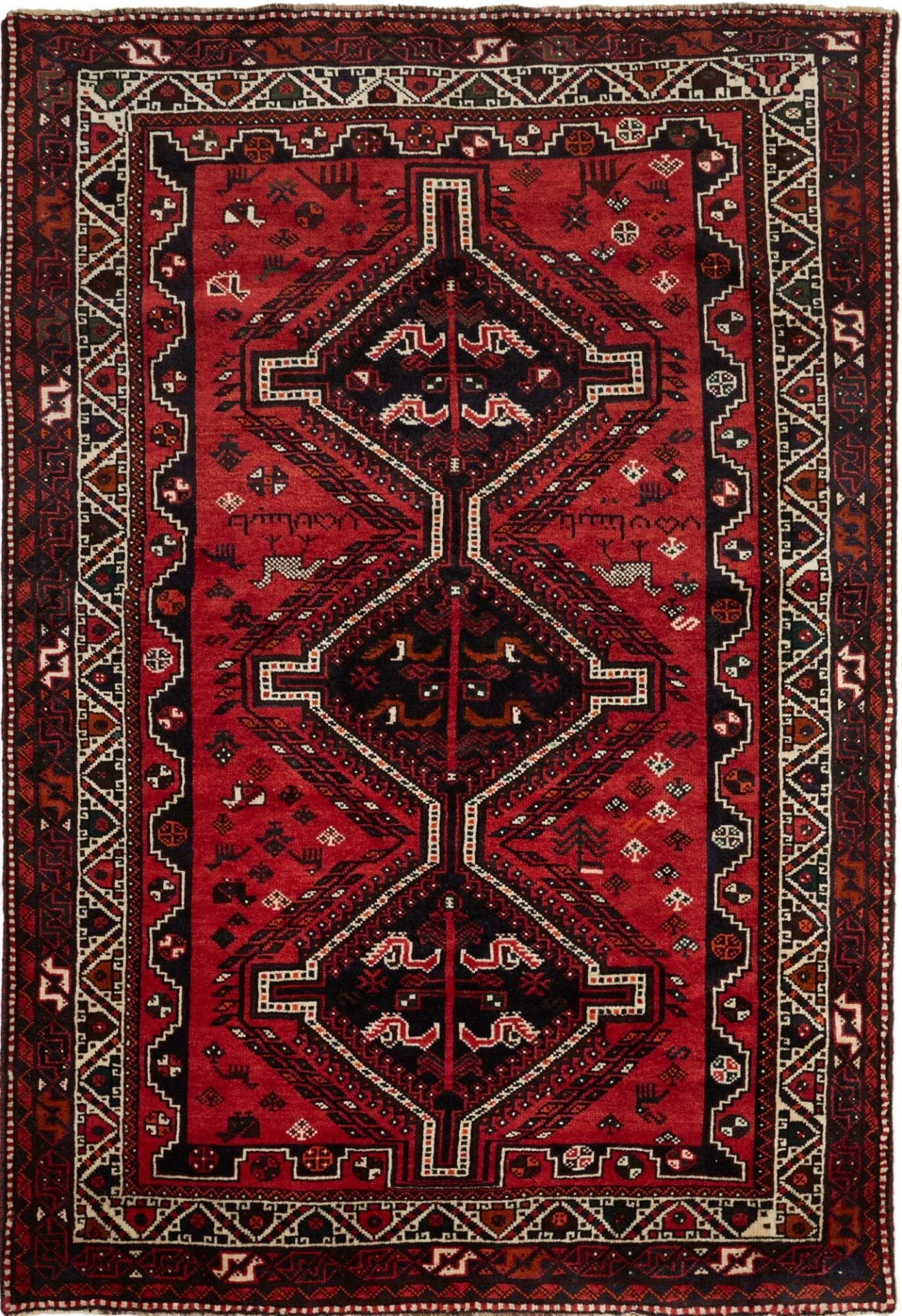 Shiraz Teppich 174 x 251cm, Wolle, geometrisches Muster, handgeknüpft