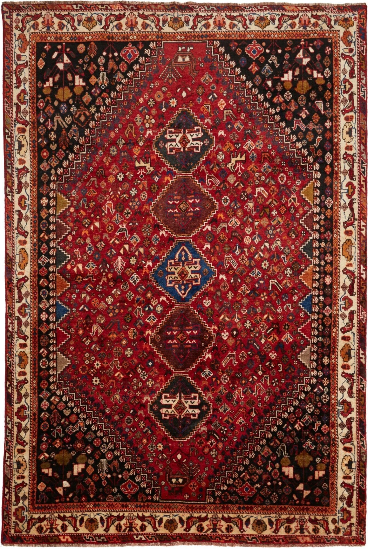 Shiraz Teppich 175 x 254cm, Wolle auf Wolle, handgeknüpft, Perserteppich