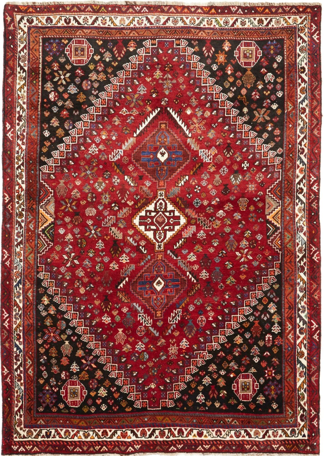 Shiraz Teppich 178 x 250 cm, Wolle, geometrische Muster, handgeknüpft