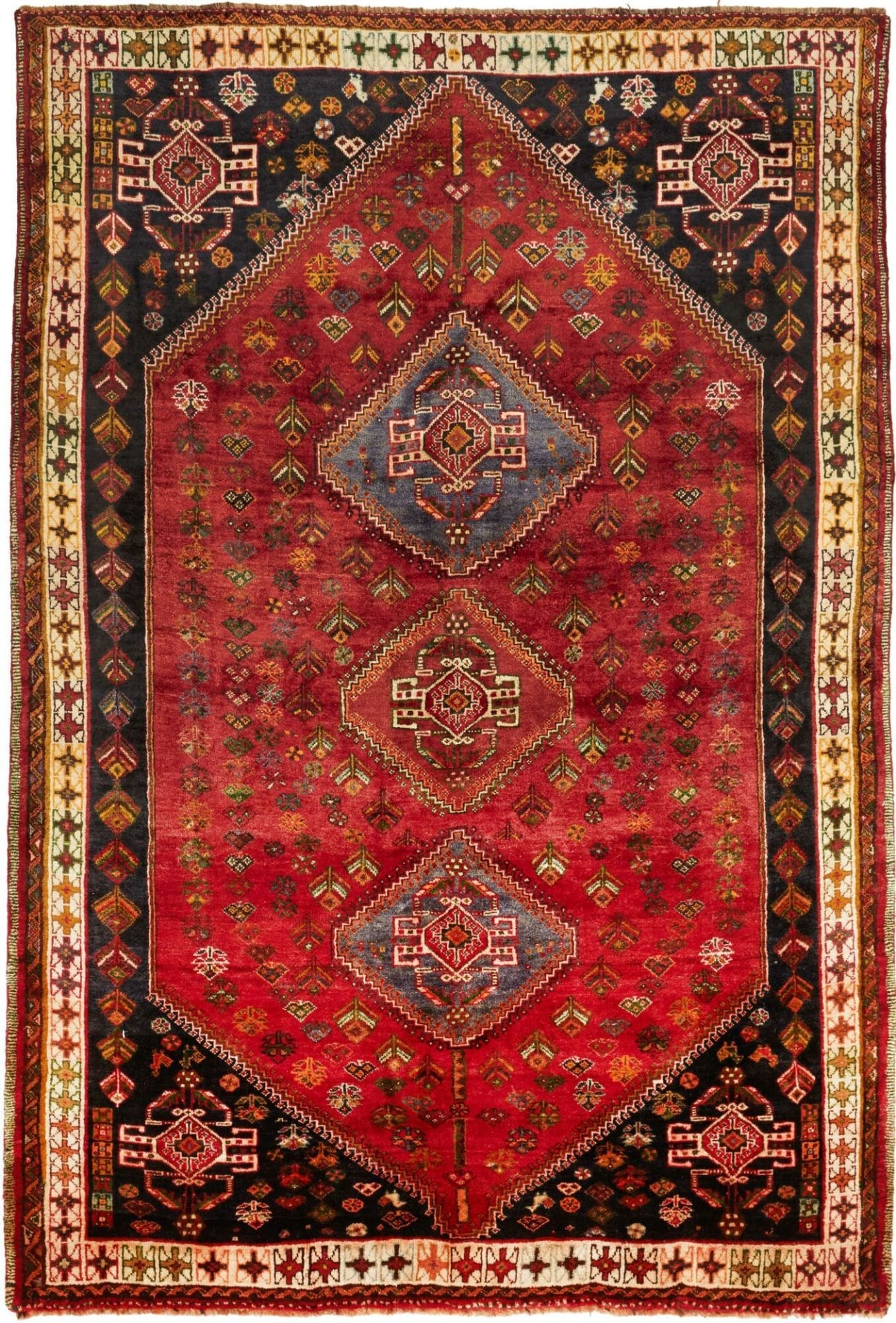 Shiraz Teppich 178 x 260 cm | Wolle, geometrische Muster | handgeknüpft