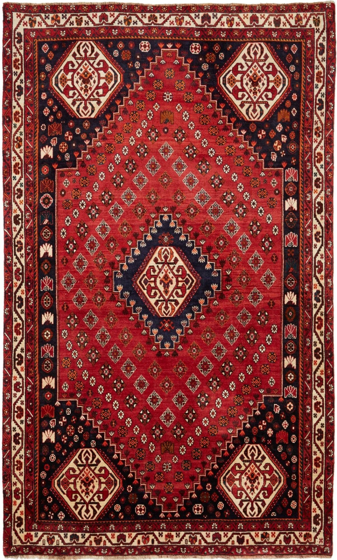 Shiraz Teppich 178 x 290cm - Wolle handgeknüpft, geometrisches Muster