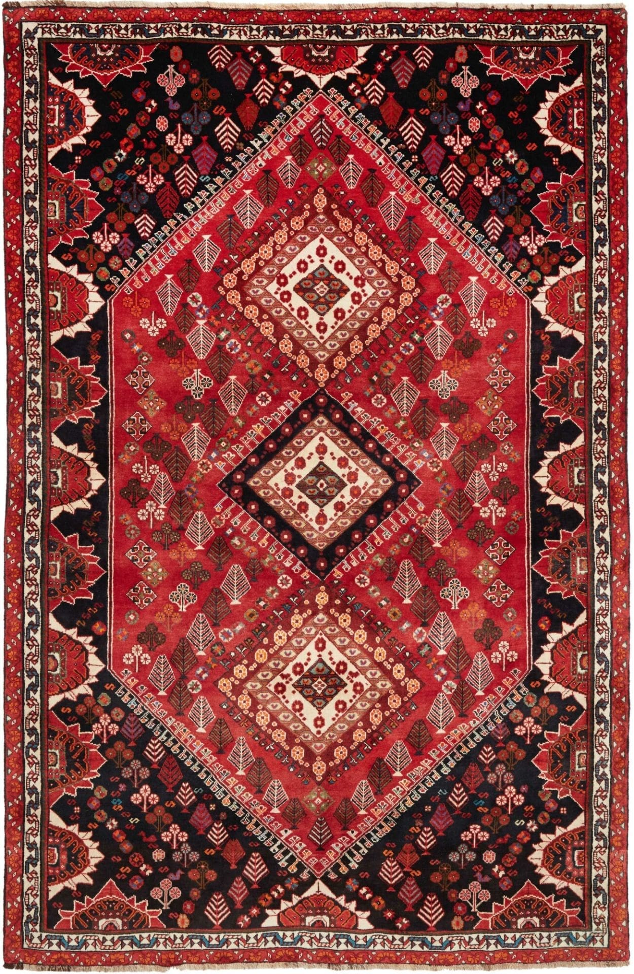 Shiraz Teppich 179 x 270cm aus Schurwolle, geometrische Muster, handgeknüpft