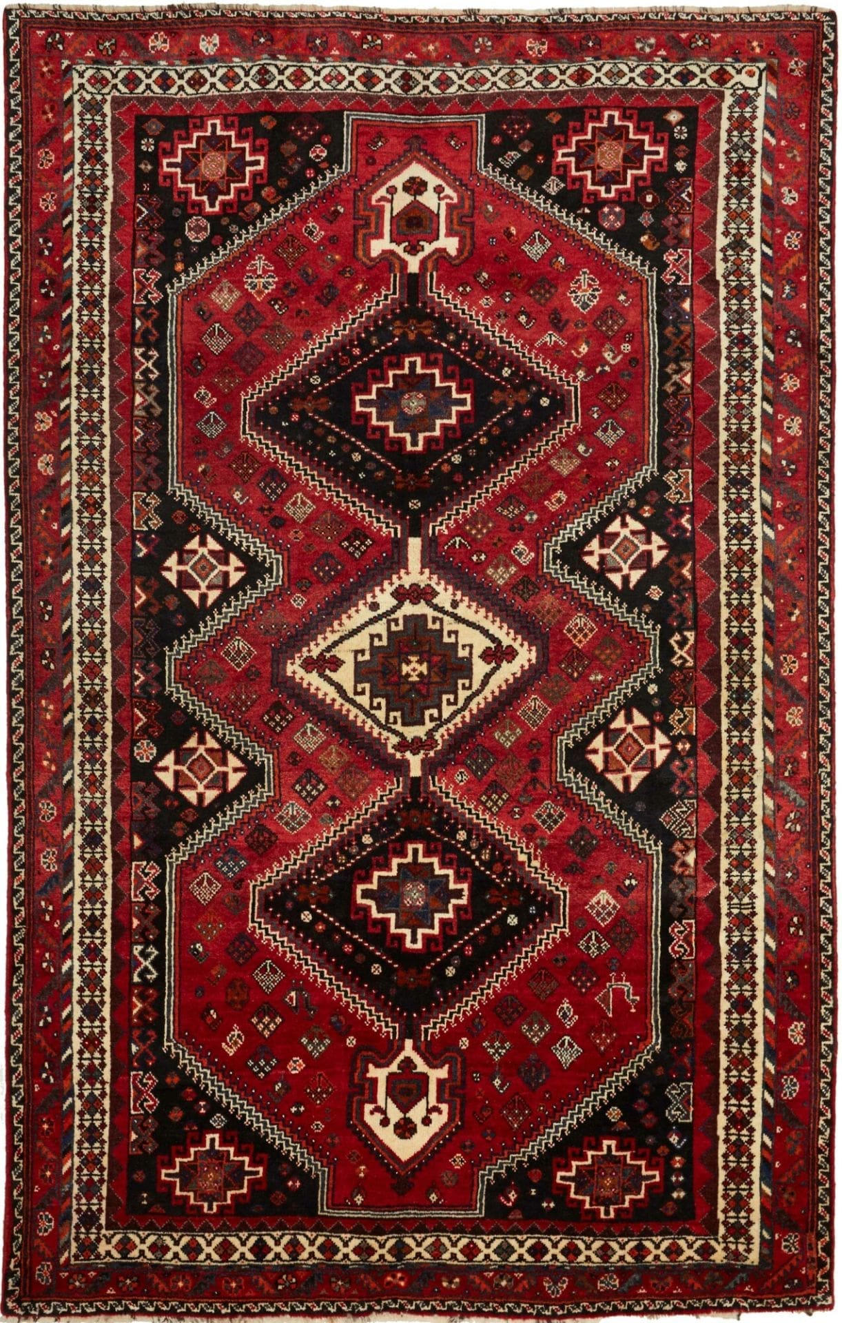 Shiraz Teppich 179 x 276cm, Wolle, geometrische Muster, handgeknüpft