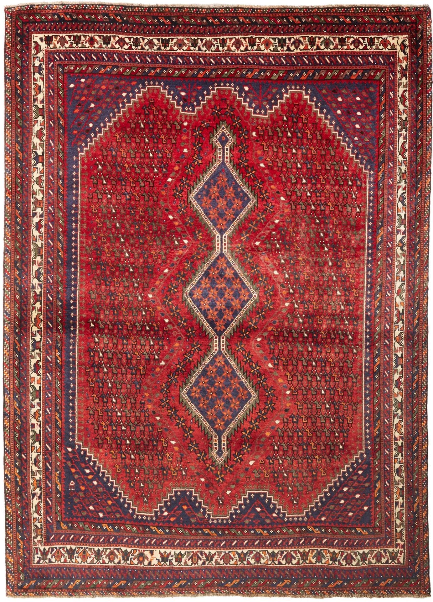 Shiraz Teppich 211 x 285 cm - Handgeknüpft aus Schurwolle