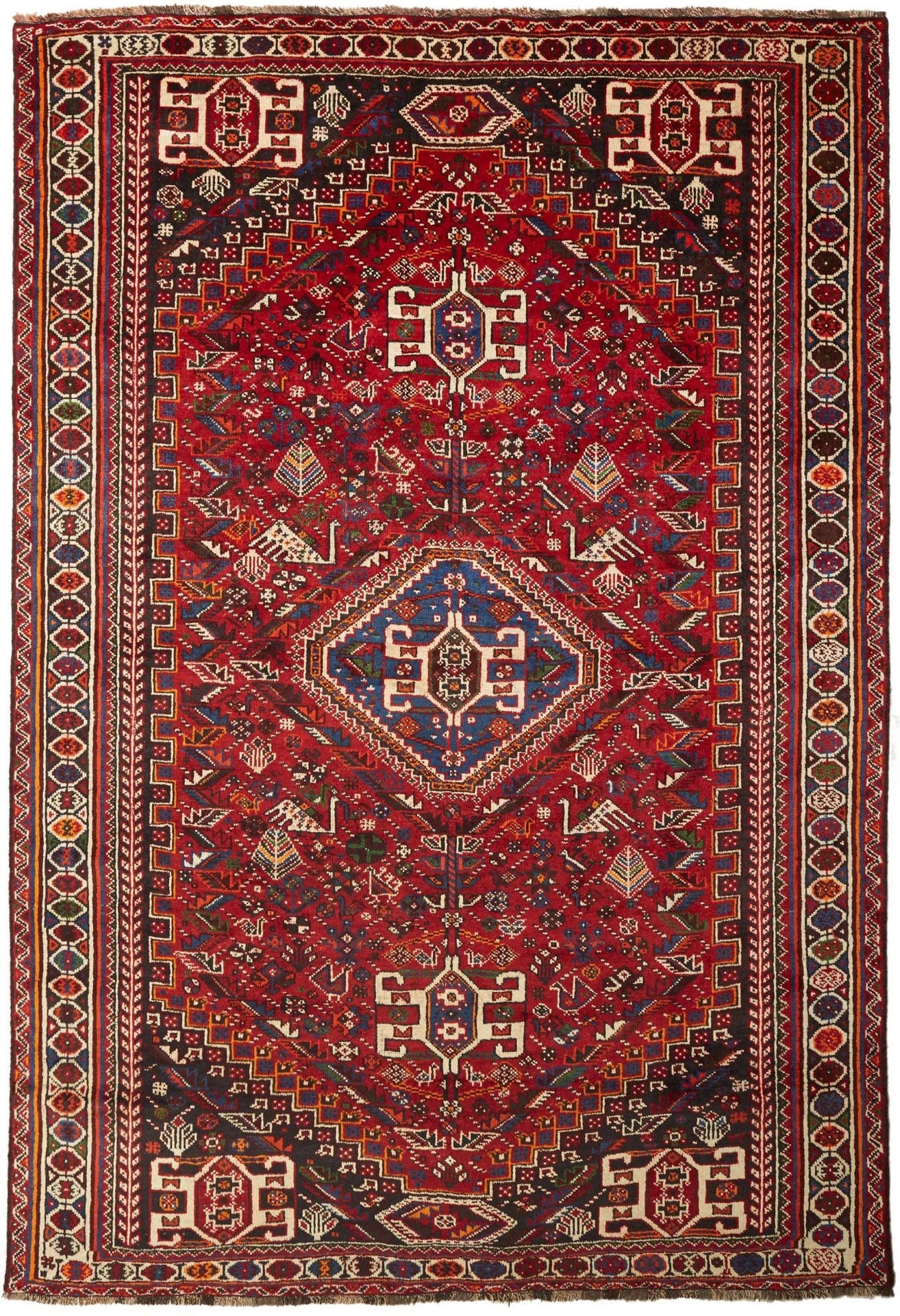 Shiraz Teppich 216 x 313 cm - Wolle, geometrisches Muster, handgeknüpft