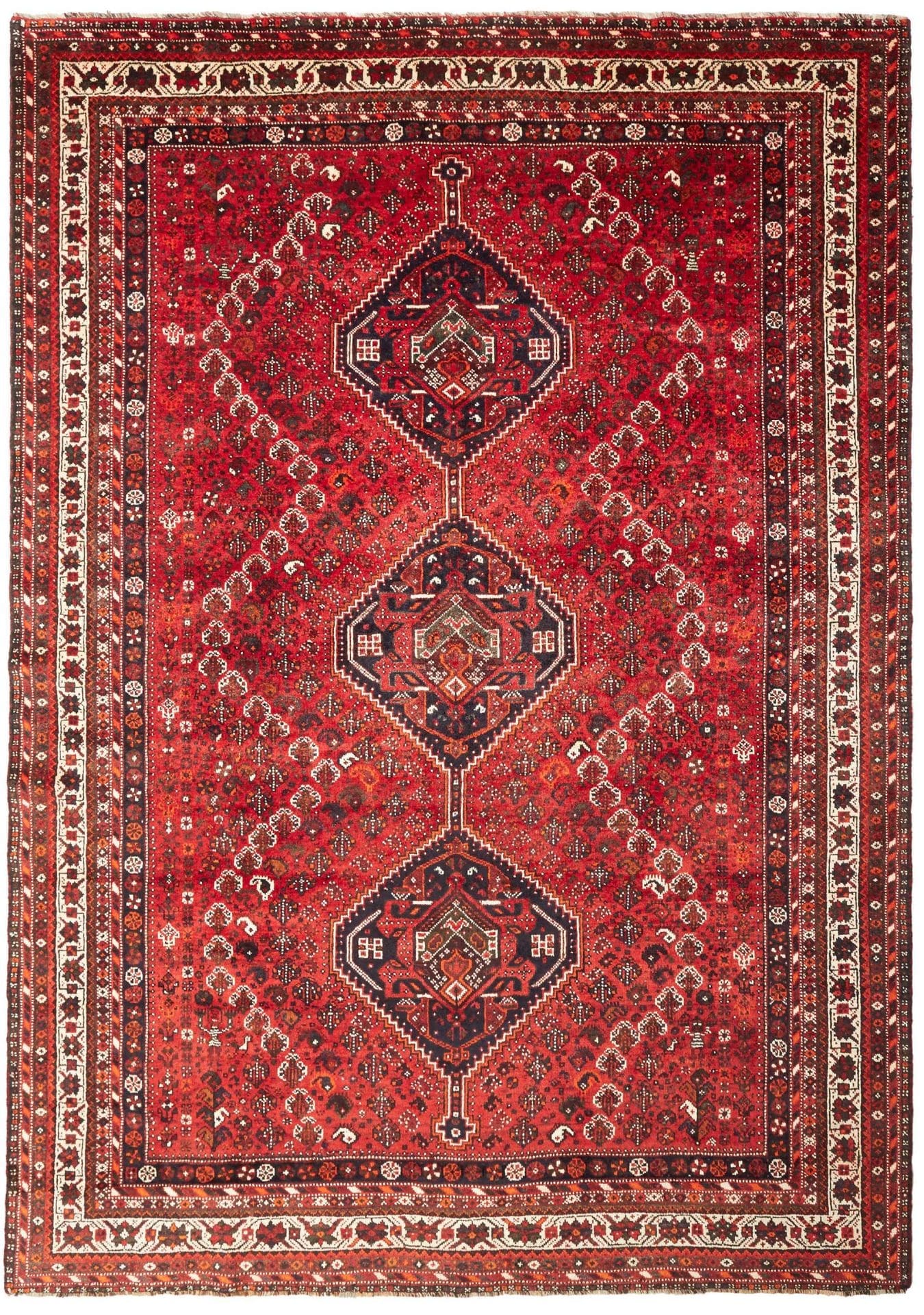 Shiraz Teppich 223 x 310 cm, Wolle, geometrische Muster, handgeknüpft