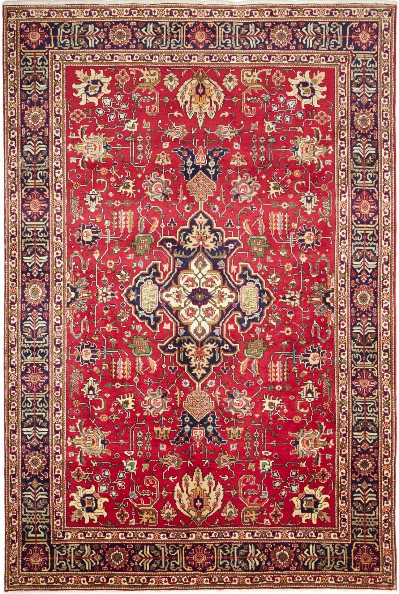 Täbriz Teppich 200 x 296 cm, florales Muster, handgeknüpft, Perserteppich
