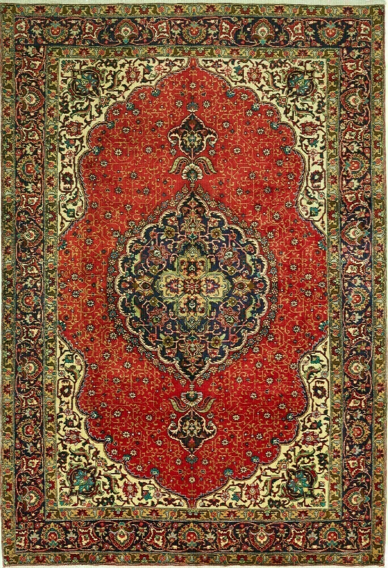 Täbriz Teppich 203 x 293cm, florales Muster, handgeknüpft, Perserteppich