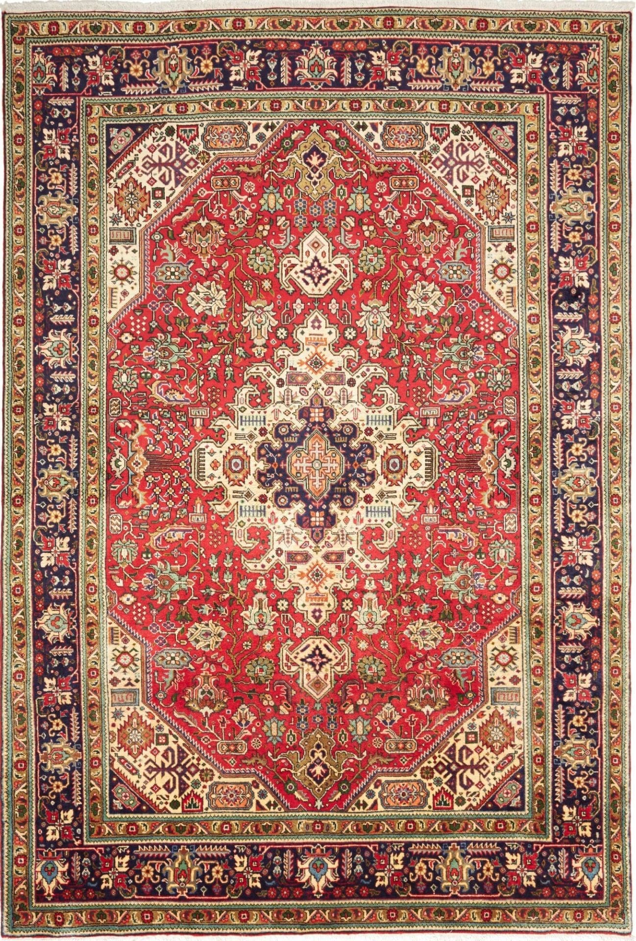 Täbriz Teppich 203 x 296cm, Schurwolle, florales Muster, handgeknüpft