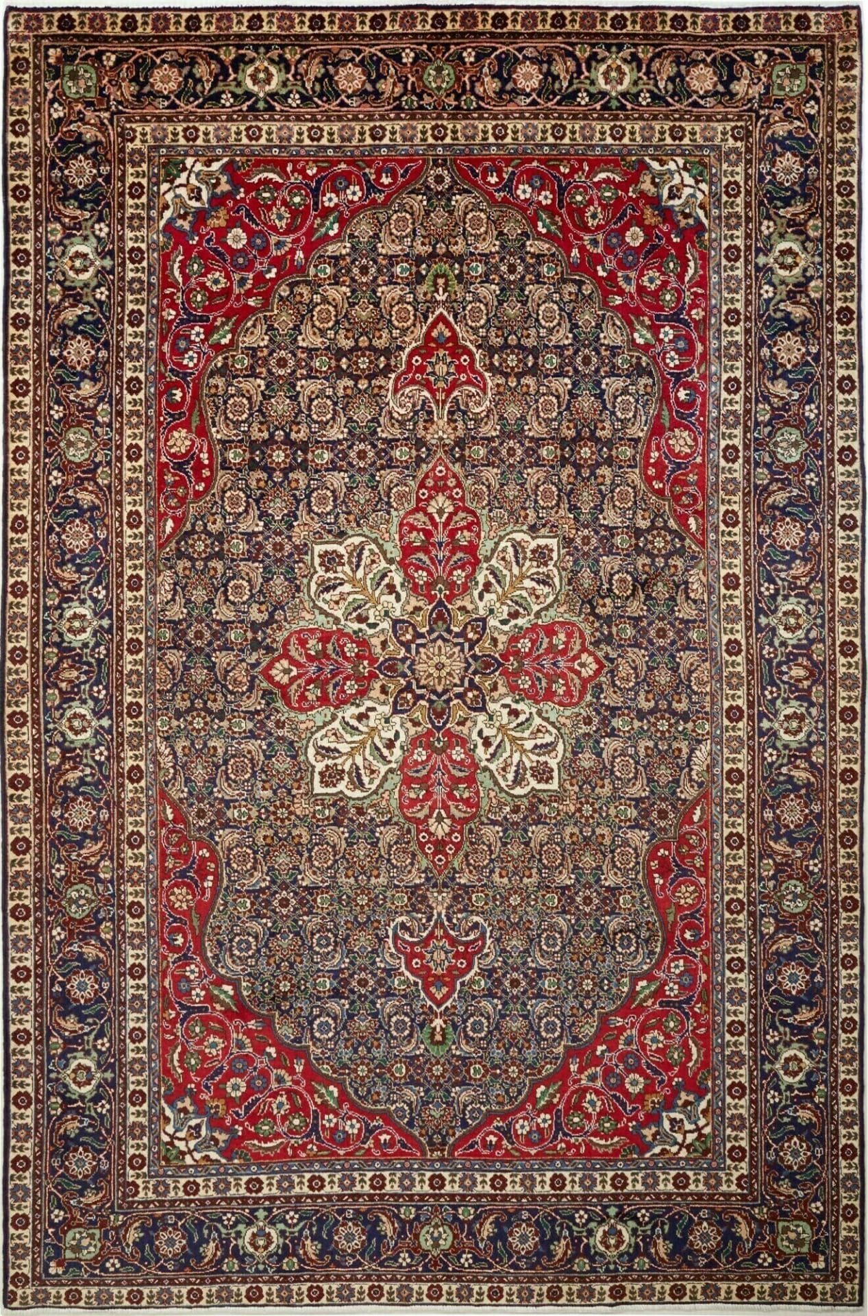 Täbriz Teppich 203 x 305 cm, handgeknüpft, Schurwolle, florales Muster