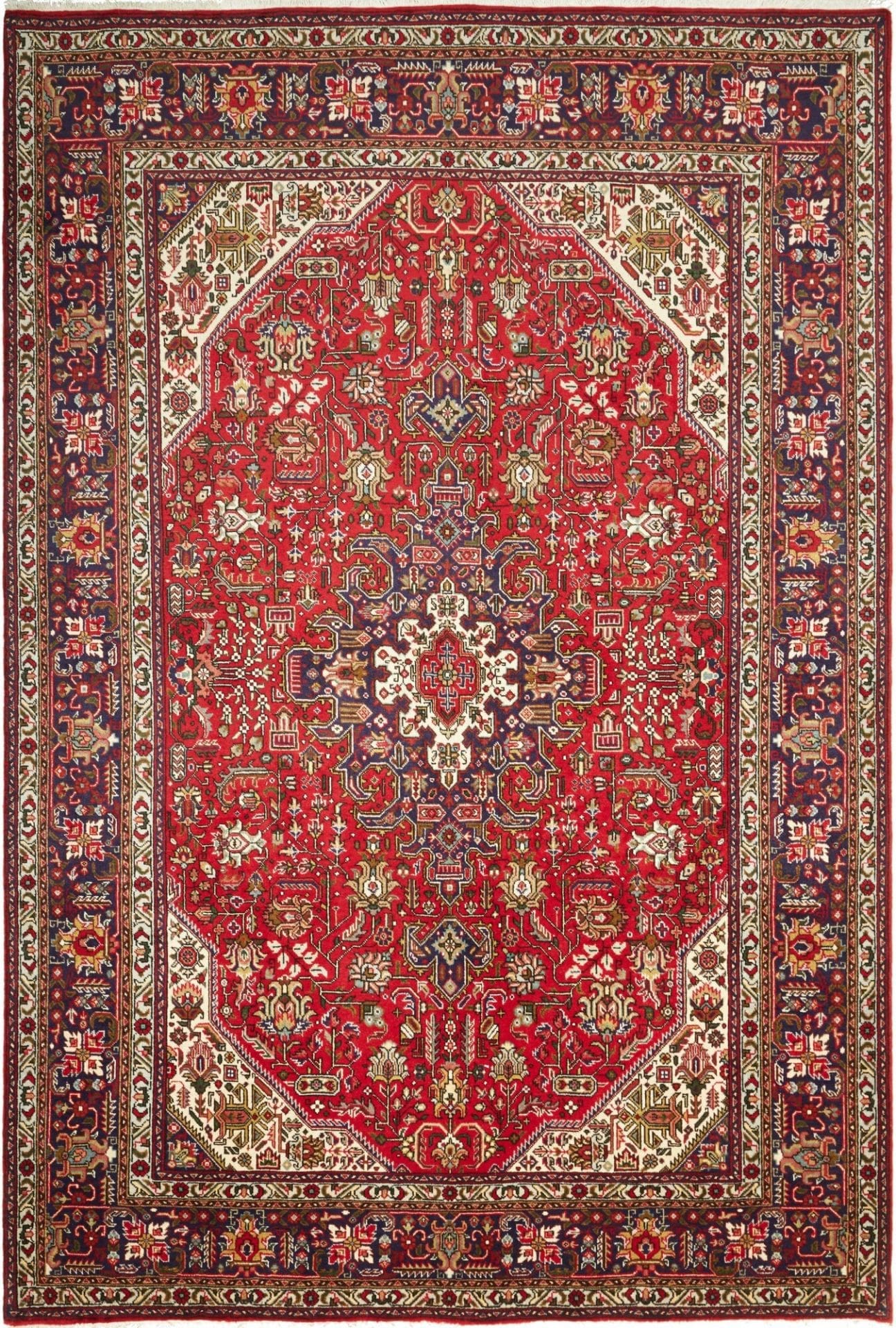 Täbriz Teppich 206 x 304cm, florale Muster, handgeknüpft, Perserteppich