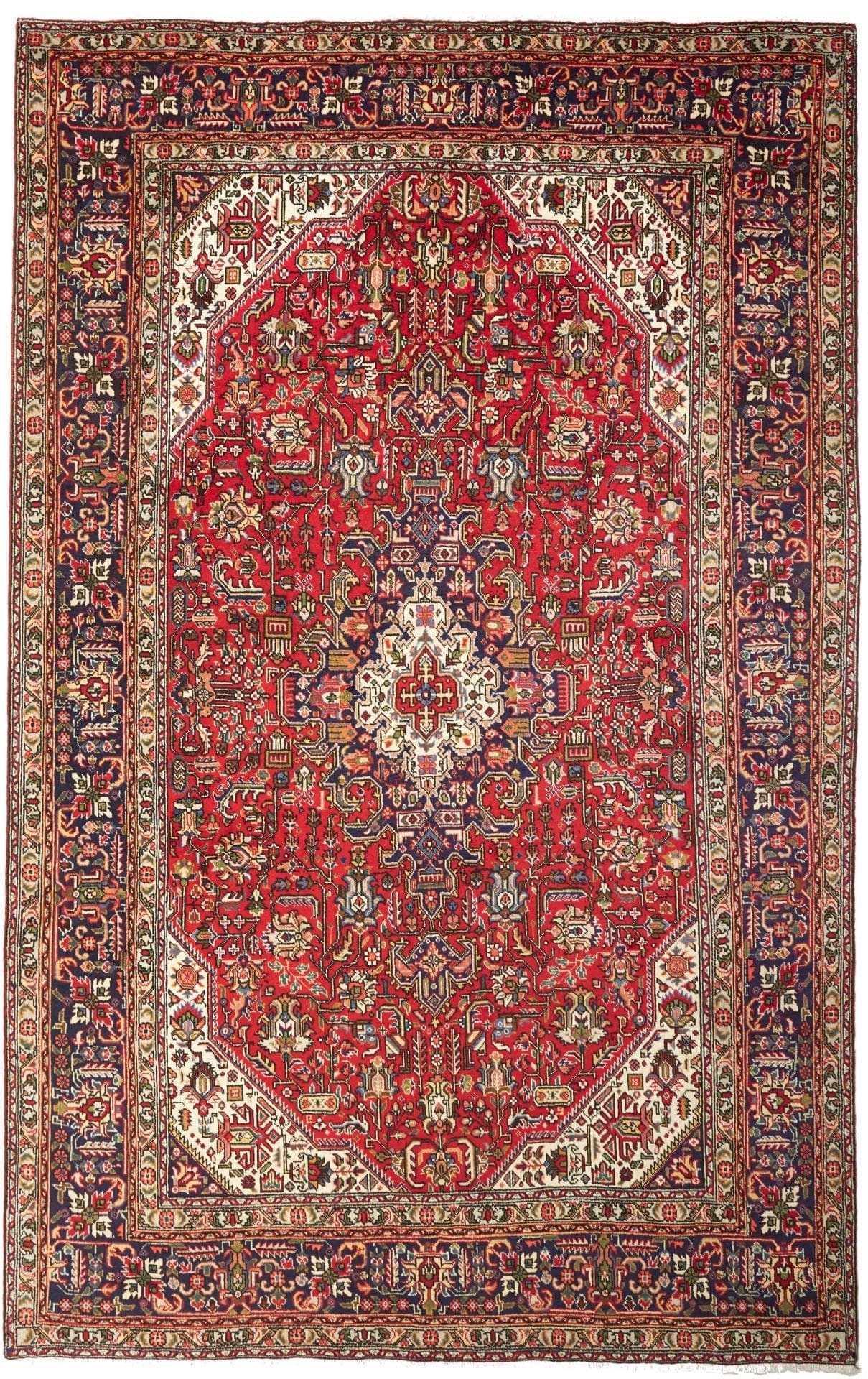 Täbriz Teppich 208 x 315cm, florale Muster, Schurwolle, handgeknüpft