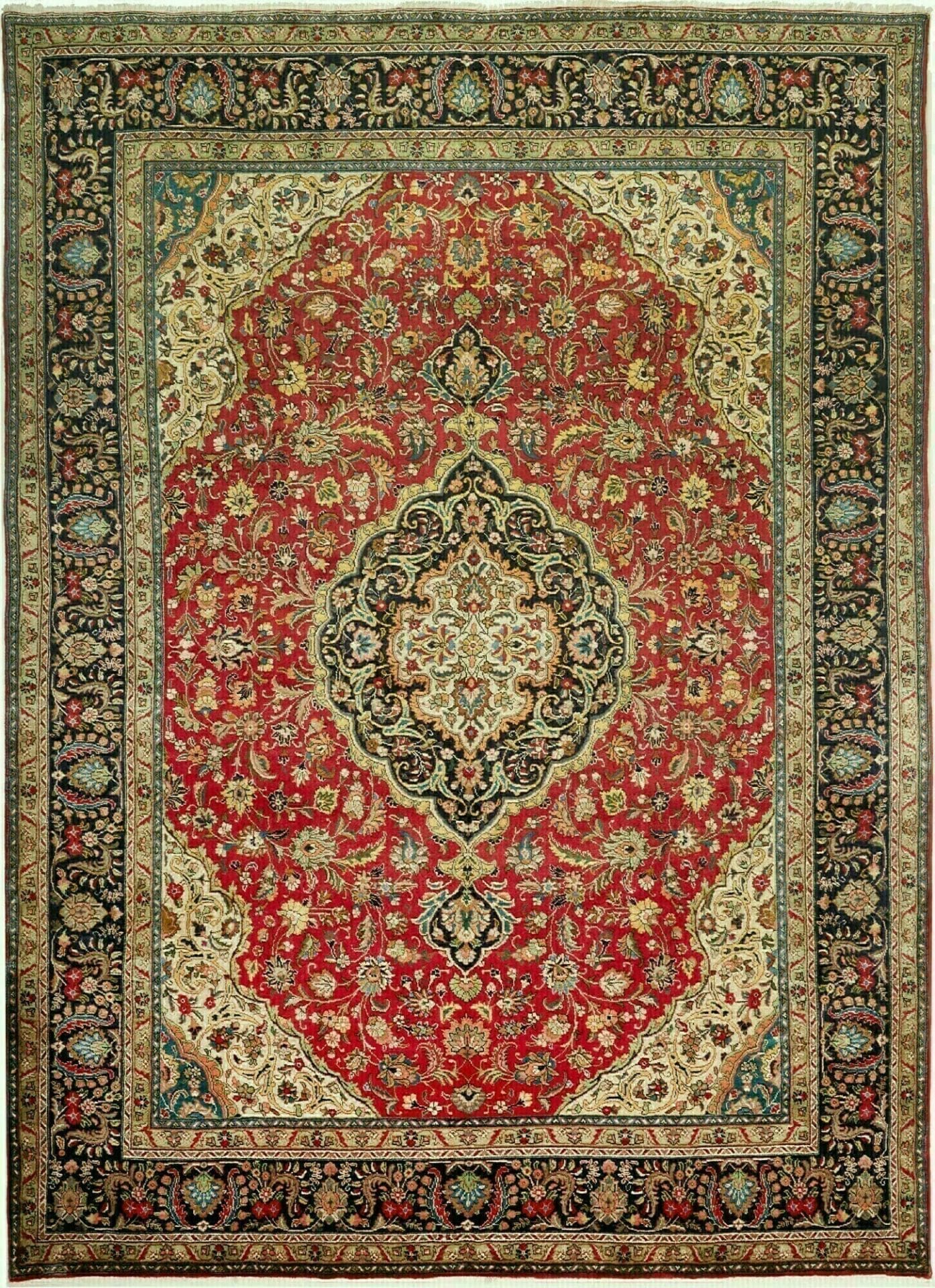 Täbriz Teppich 248 x 325 cm, handgeknüpft, Schurwolle, Mahi-Muster