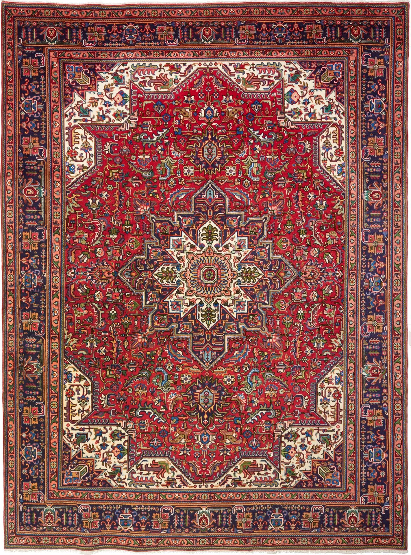 Täbriz Teppich 258 x 347cm, florale Muster, handgeknüpft, Perserteppich