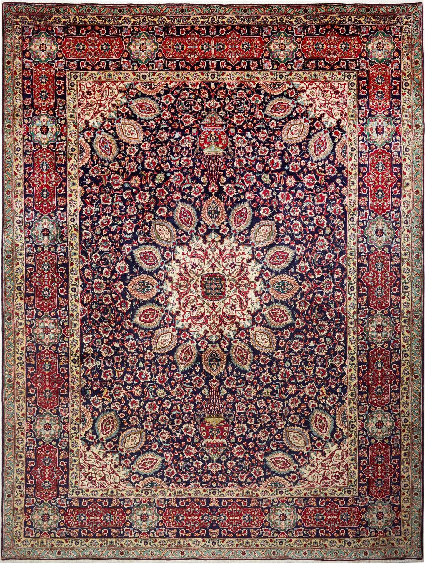 Täbriz Teppich 306 x 400 cm, feine Muster, Schurwolle, handgeknüpft H1