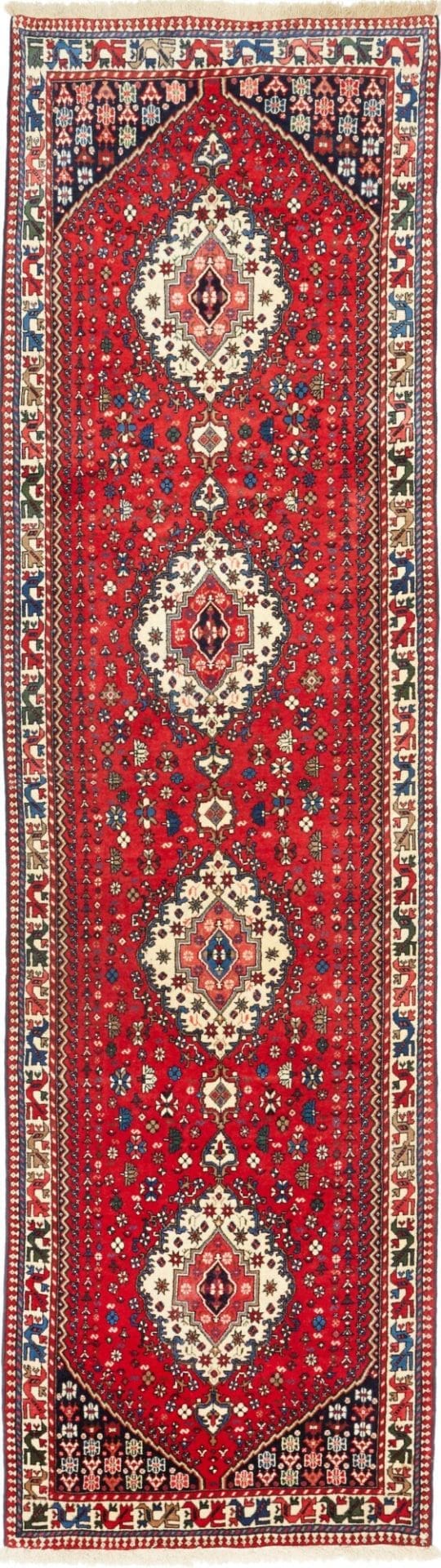 Yalameh Perserteppich 86 x 308cm, geometrisches Muster, handgeknüpft