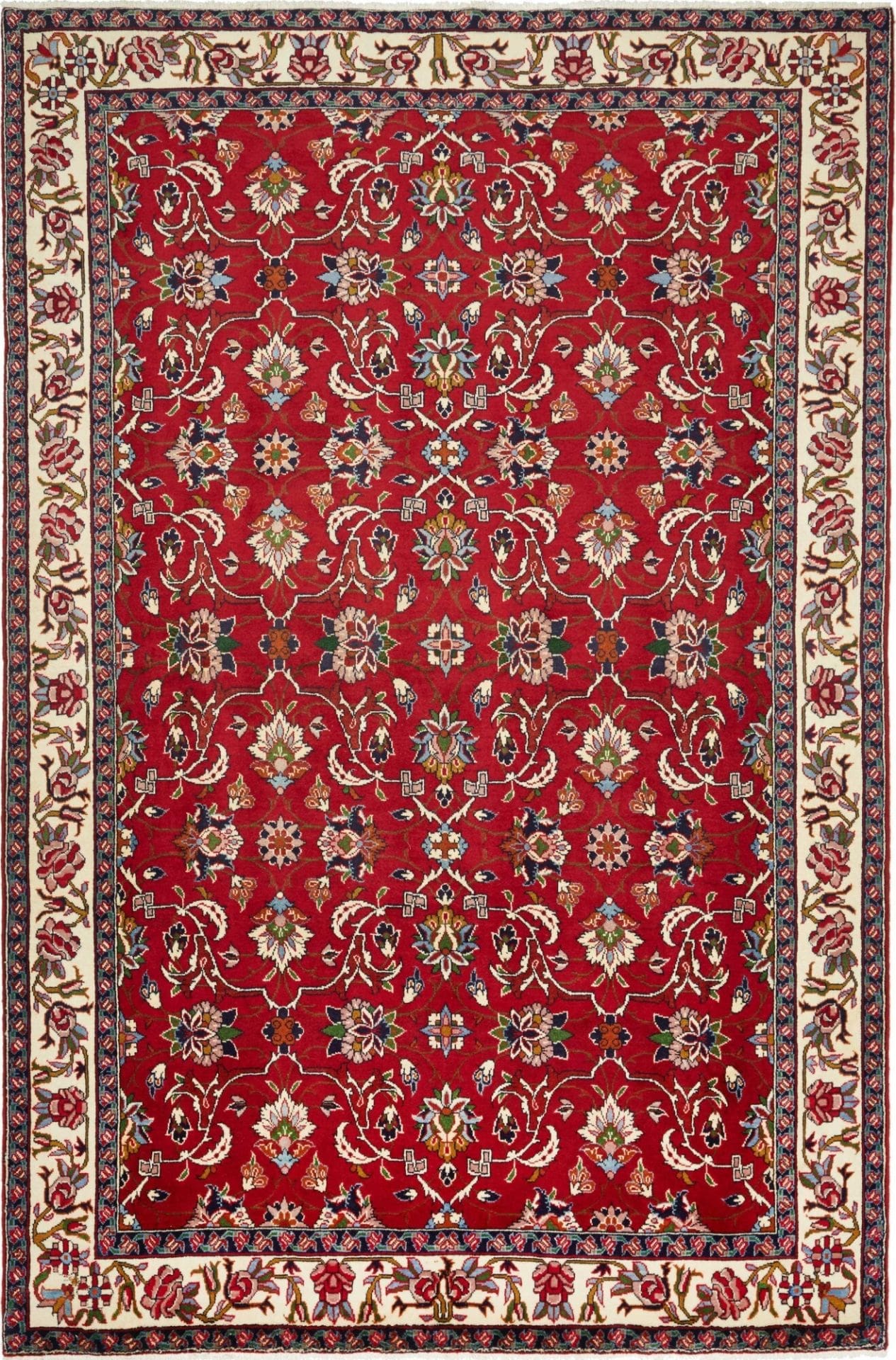 Yazd Teppich 211 x 318 cm, florale Muster, handgeknüpft, Perserteppich
