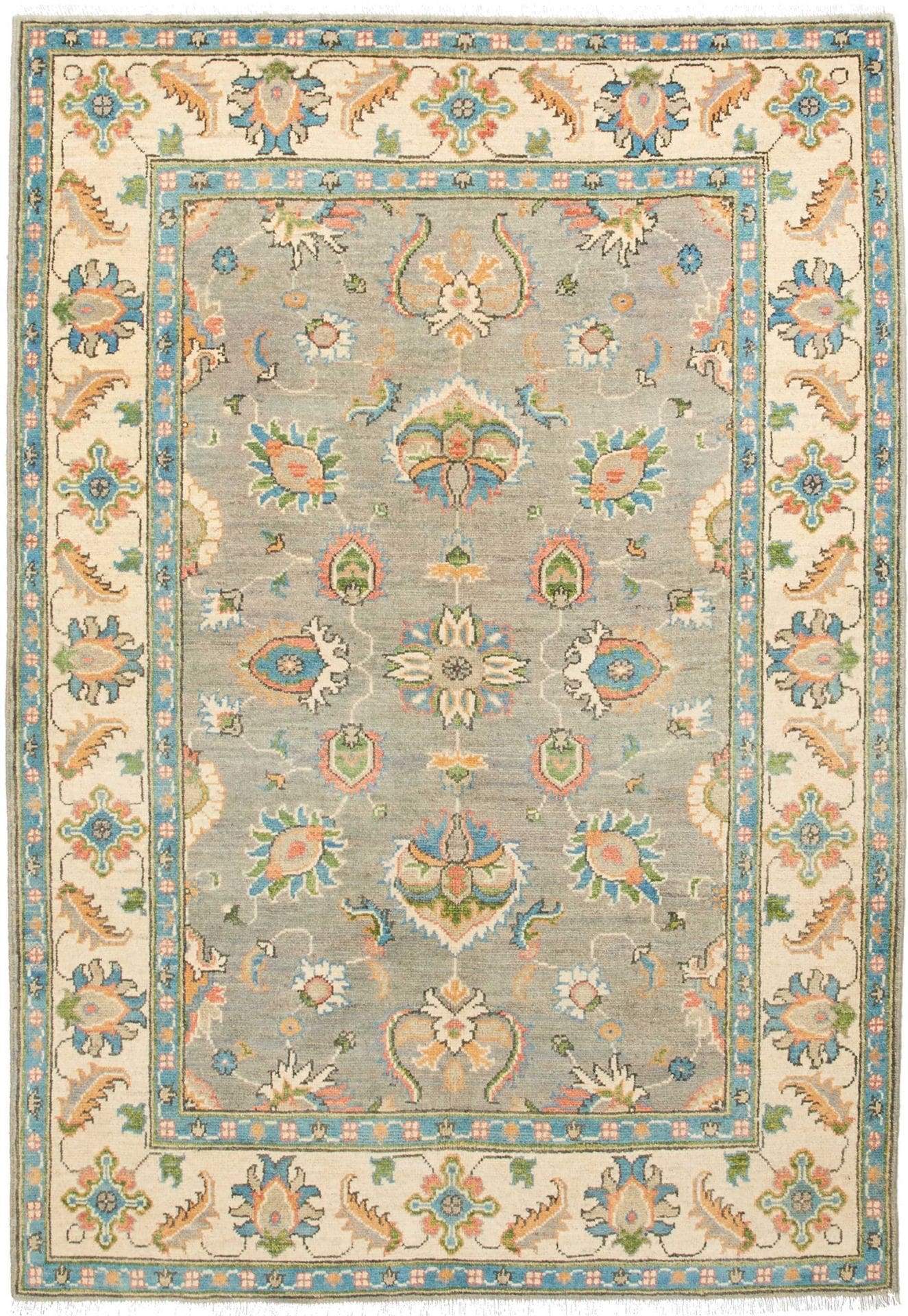 Ziegler Teppich 122 x 174cm, florale Muster, handgeknüpft