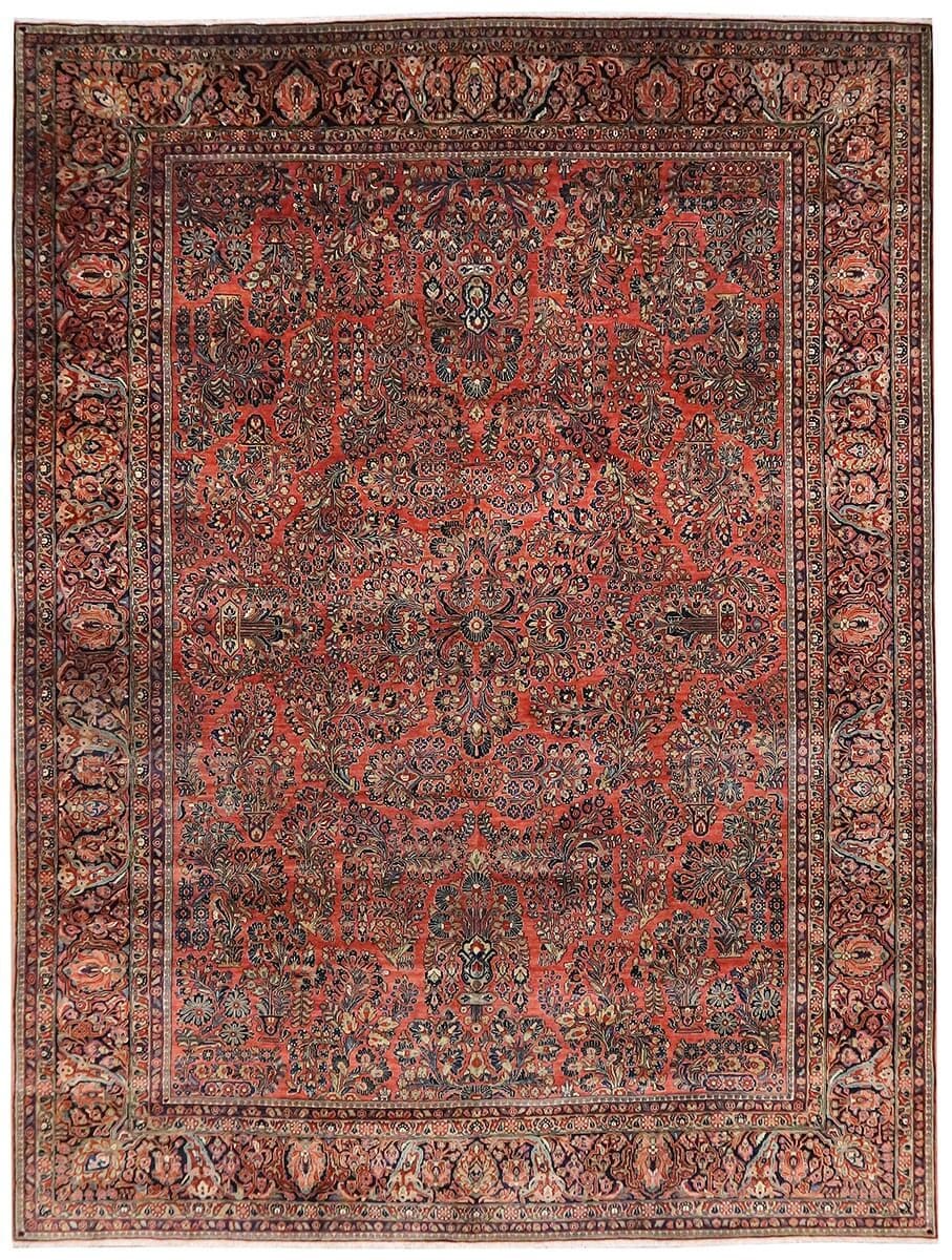 Antiker amerikanischer Sarough 405x307 cm, florale Motive, handgeknüpft