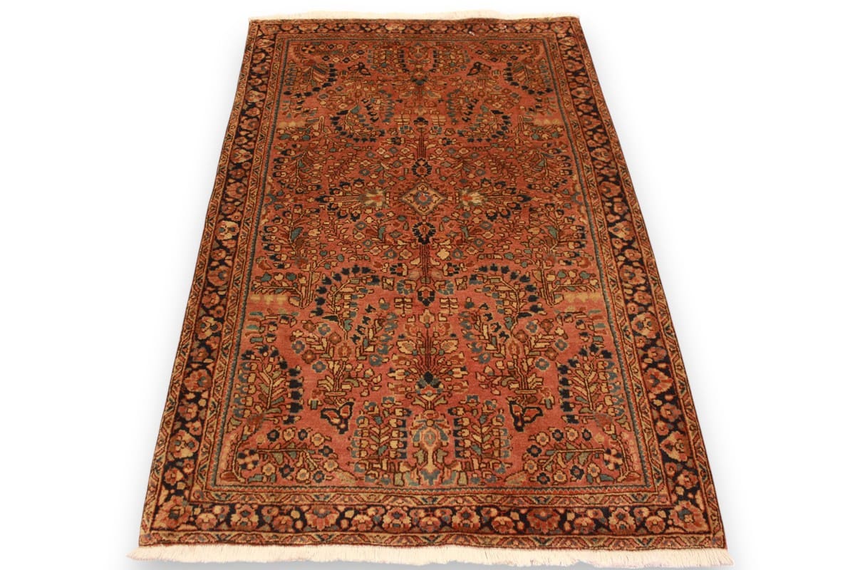 Antiker Perserteppich Sarough 153x100 cm Rostrot, handgeknüpft