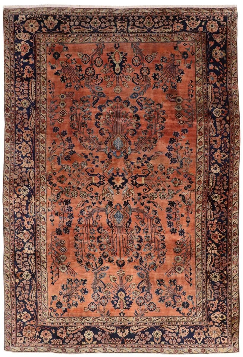 Antiker Perserteppich Sarough 344x231 cm - Farbenfrohe Motive, handgeknüpft