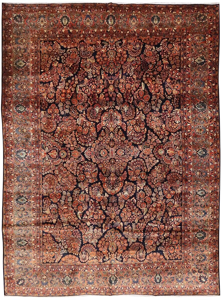 Antiker Perserteppich Sarough 421x306 cm – Farbenfrohe Blumenmuster, handgeknüpft