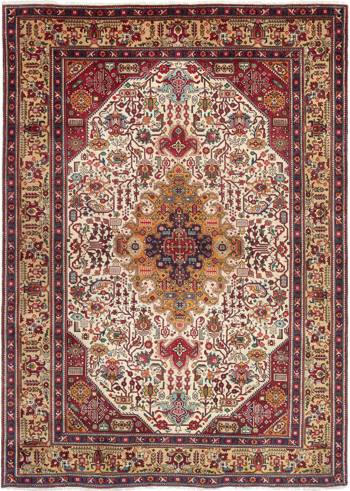 Eleganter Täbriz Teppich 206 x 290cm aus Schurwolle, handgeknüpft