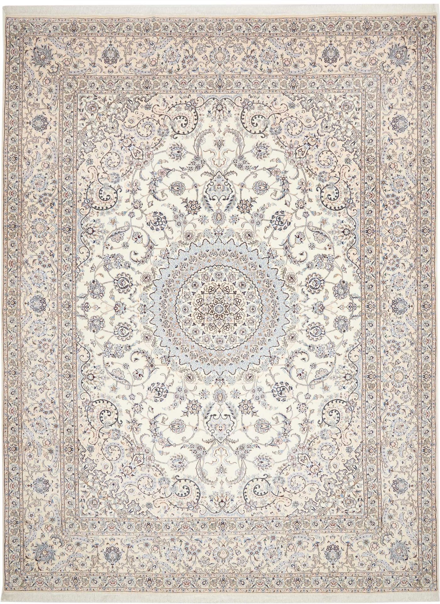 Exklusiver Nain Teppich 301 x 397cm, florale Muster, handgeknüpft