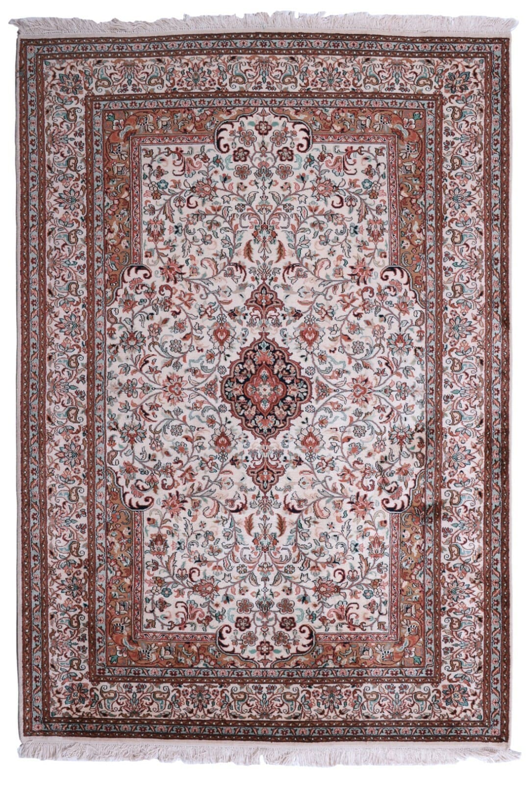 Handgeknüpfter Orientteppich Kashmir Seide 189x131 cm Floral 550.000 Knoten