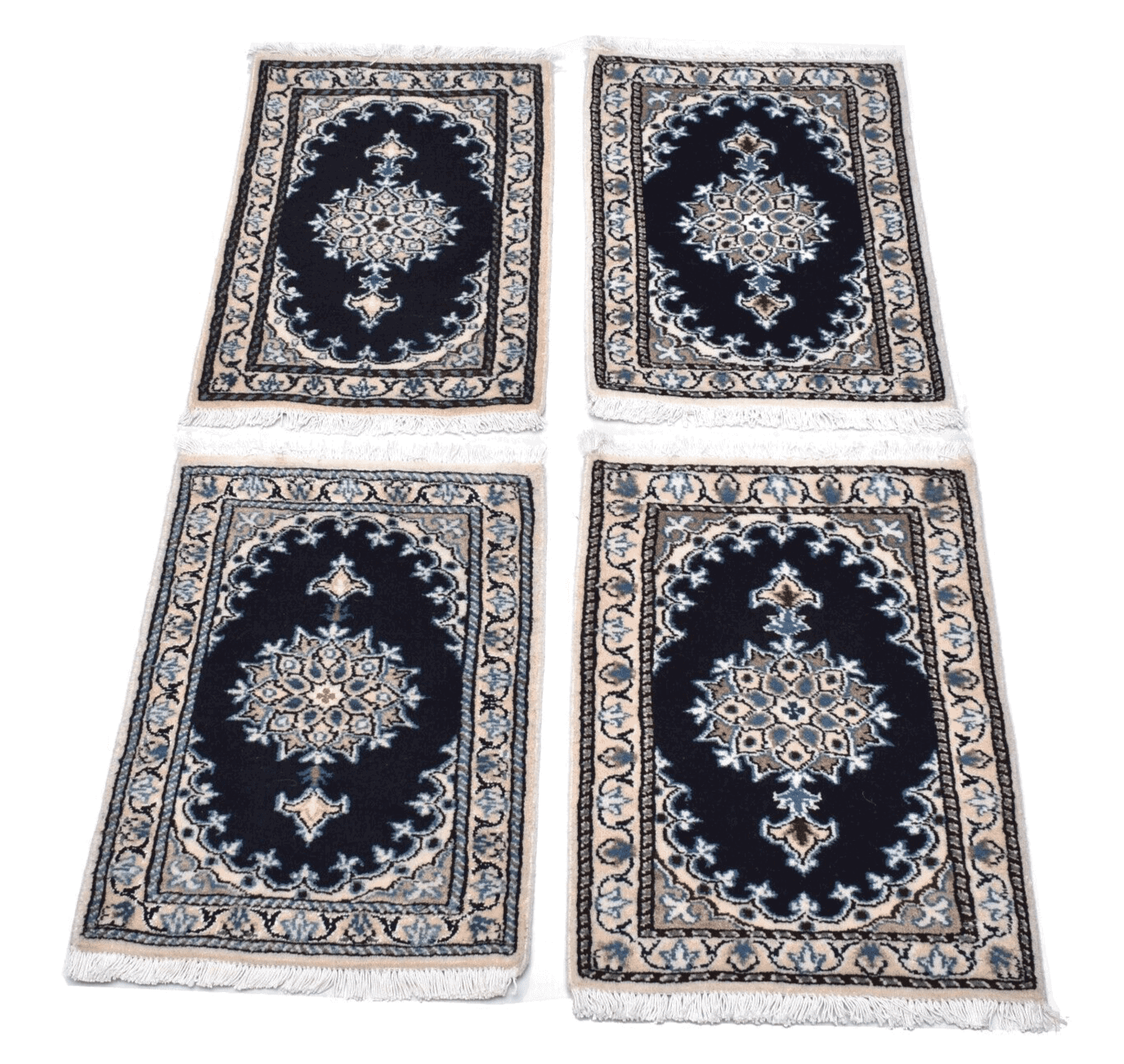 Handgeknüpfter Perser Nain Teppich 62x41 cm, 300.000 Knoten, Blau