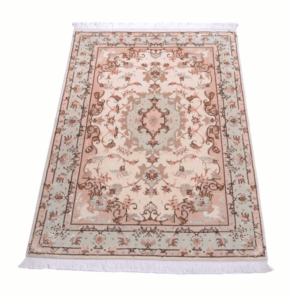 Handgeknüpfter Perser Tabriz Teppich 151 x 101 cm mit Seide, floral