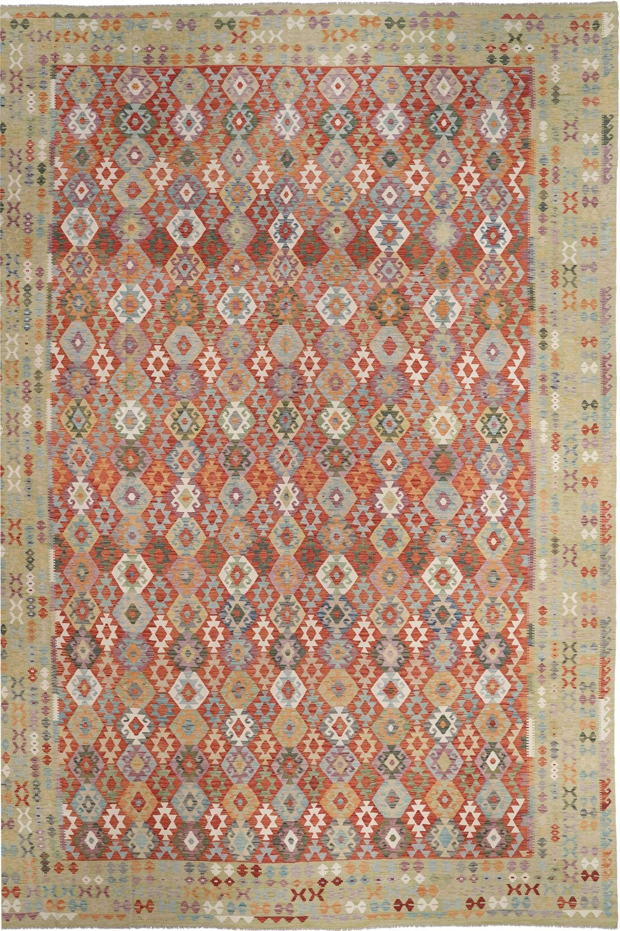 Handgewebter Kelim 431 x 595 cm - Schurwolle, rustikales Flair