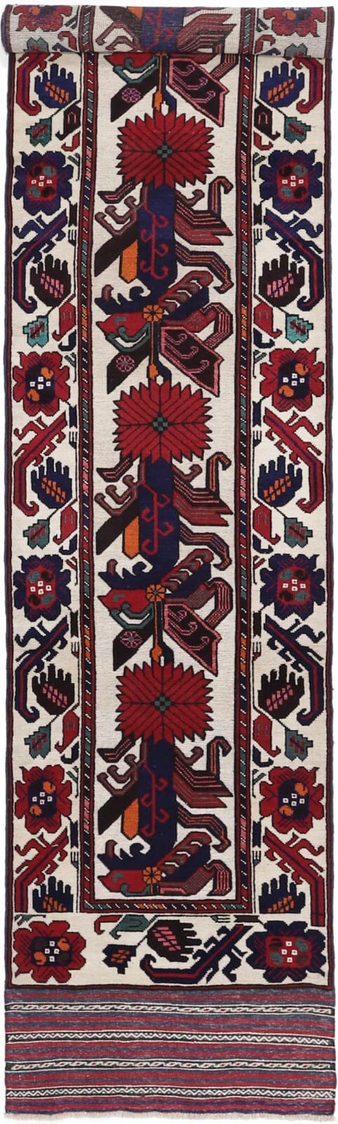 Handgewebter Kelim Teppich 375 x 81 cm in Naturfarbe, neu, vintage Stil