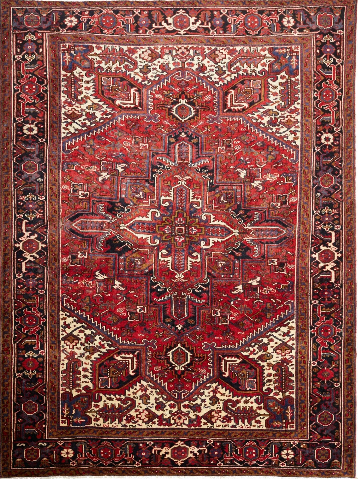 Heriz Teppich 223 x 295 cm, handgeknüpft, Schurwolle, rustikal