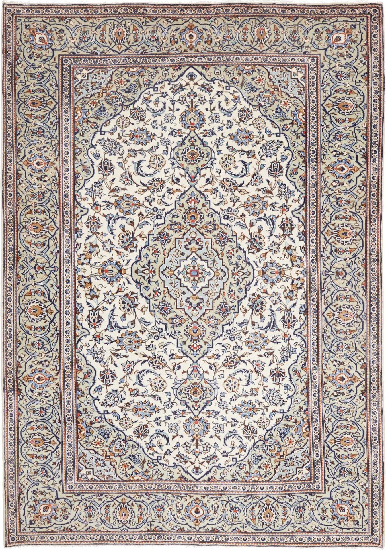 Kashan Teppich 198 x 287cm, Schurwolle, florale Muster, handgeknüpft