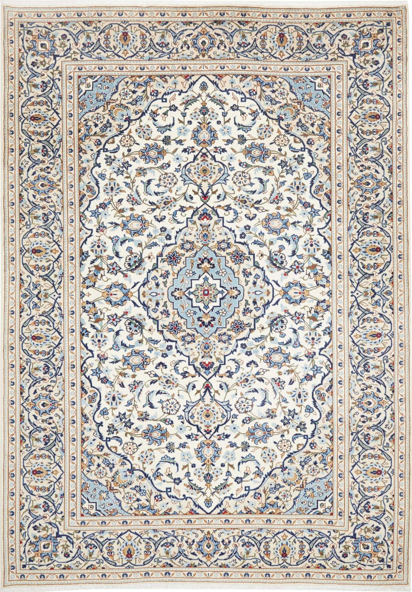 Kashan Teppich 203 x 295cm, Schurwolle, florale Muster, handgeknüpft