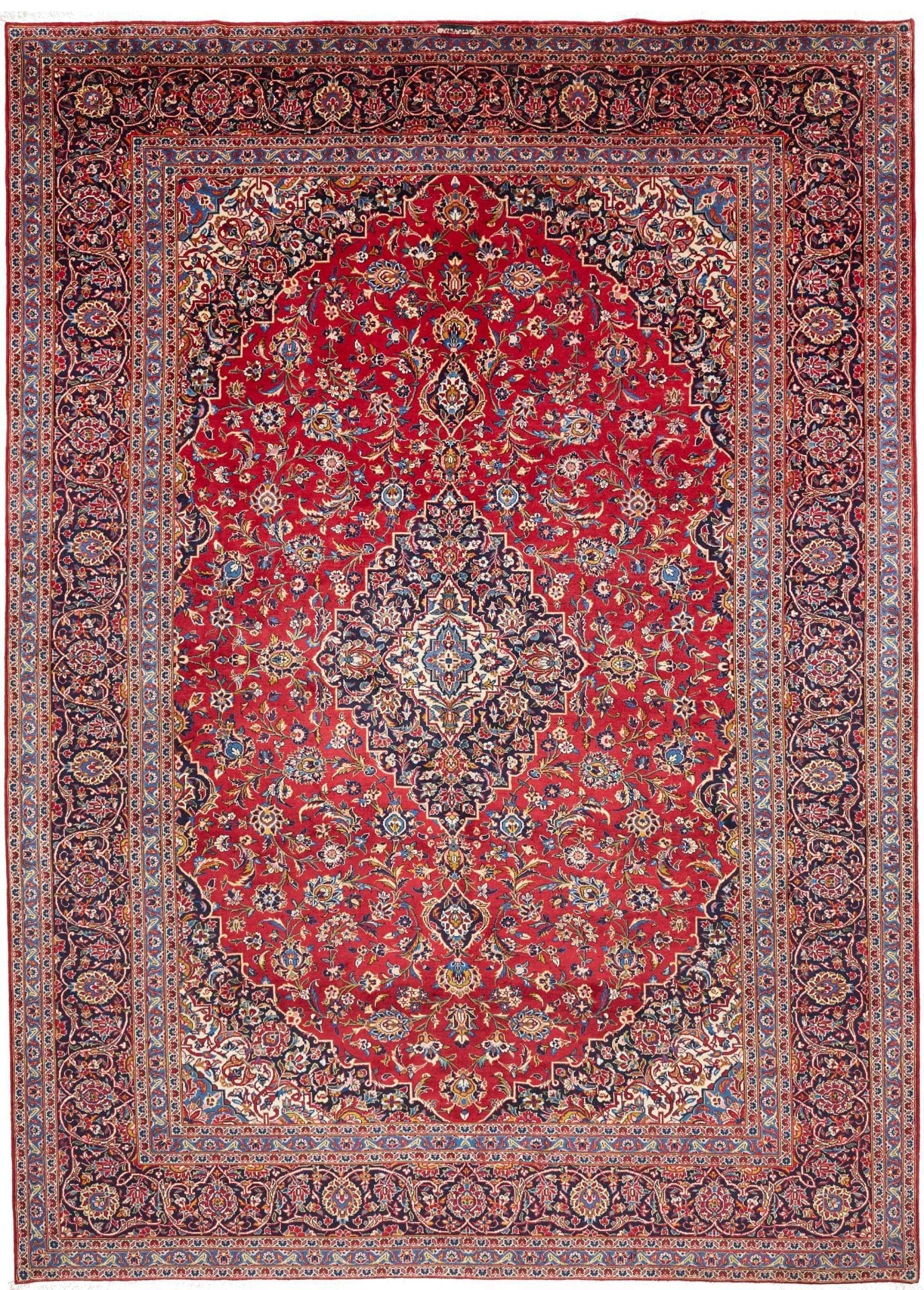 Kashan Teppich 273 x 375 cm, florale Muster, handgeknüpft, Perserteppich