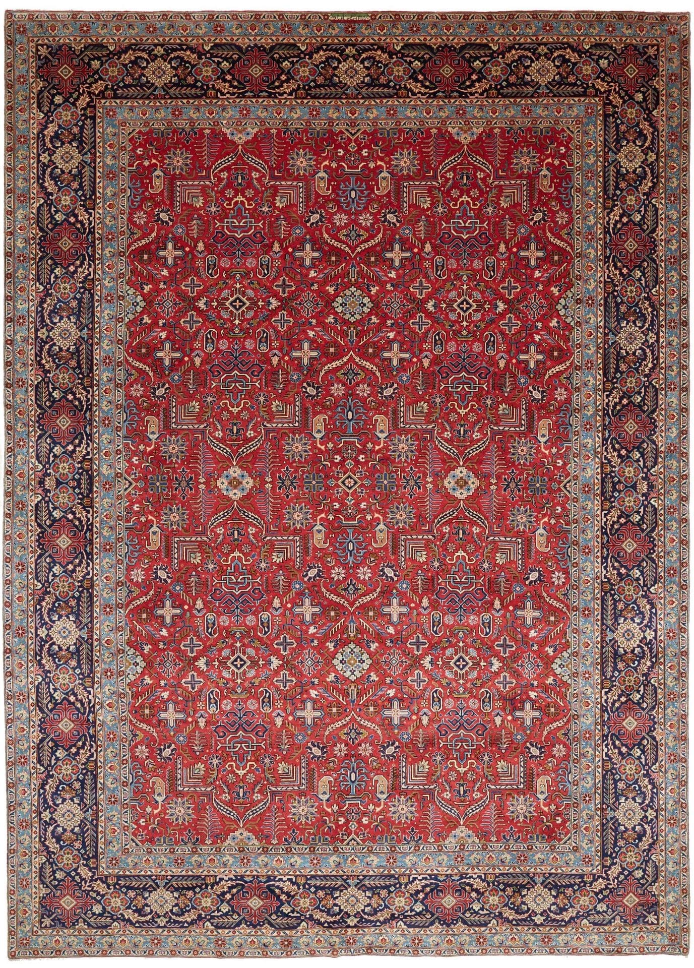 Kashan Teppich 303 x 418 cm, florale Muster, handgeknüpft, Perserteppich