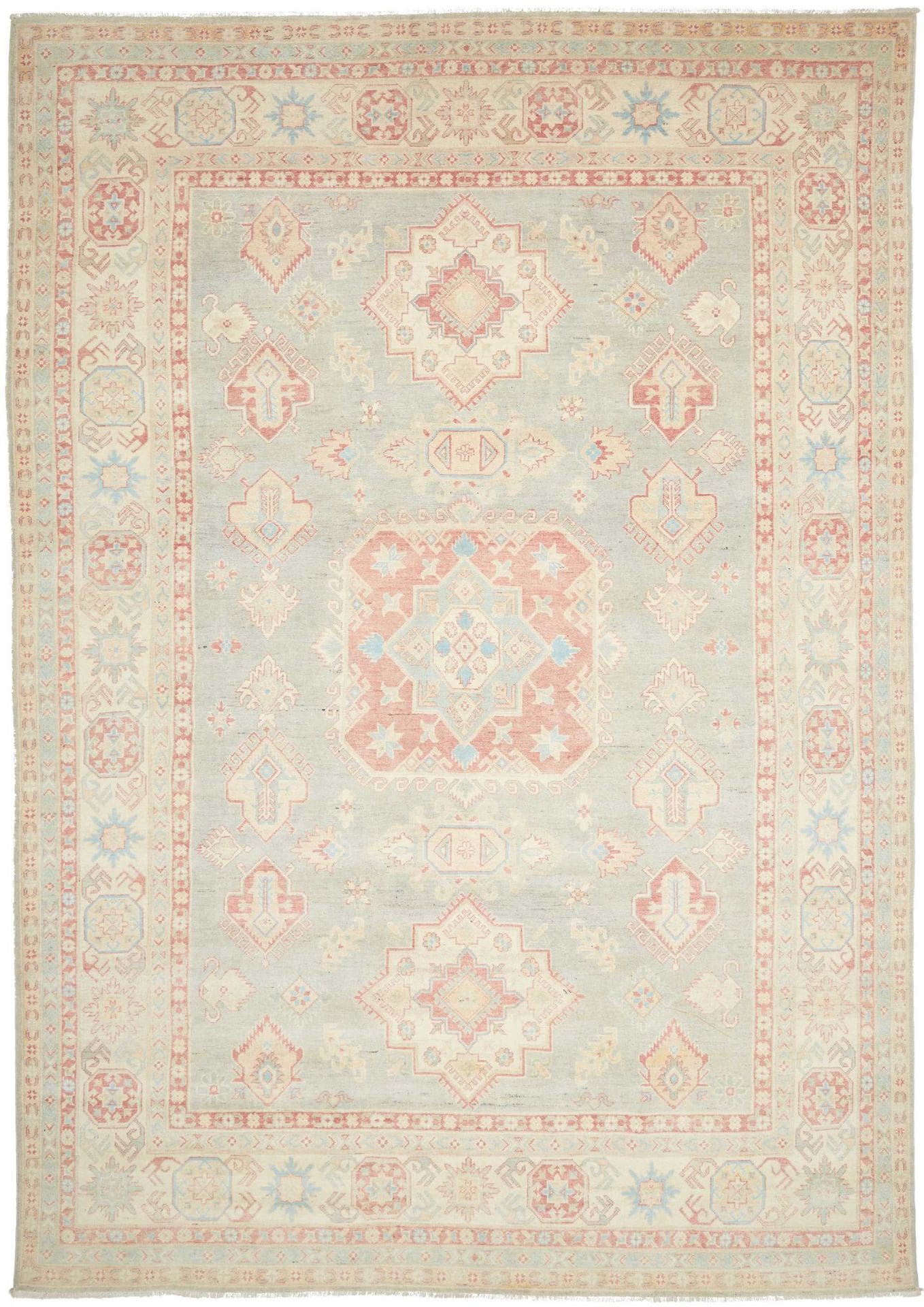 Kazak Orientteppich 251 x 358cm, handgeknüpft, geometrisches Muster