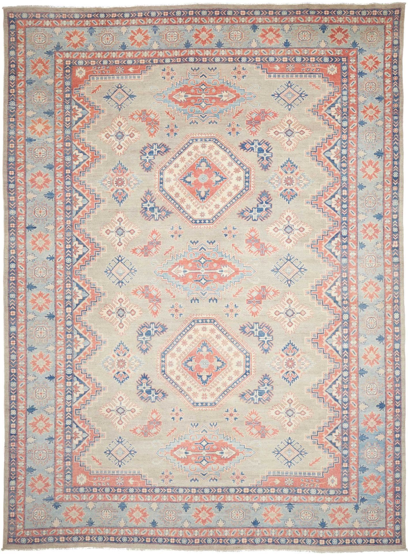 Kazak Orientteppich 301 x 405 cm, handgeknüpft, Wolle, geometrisch