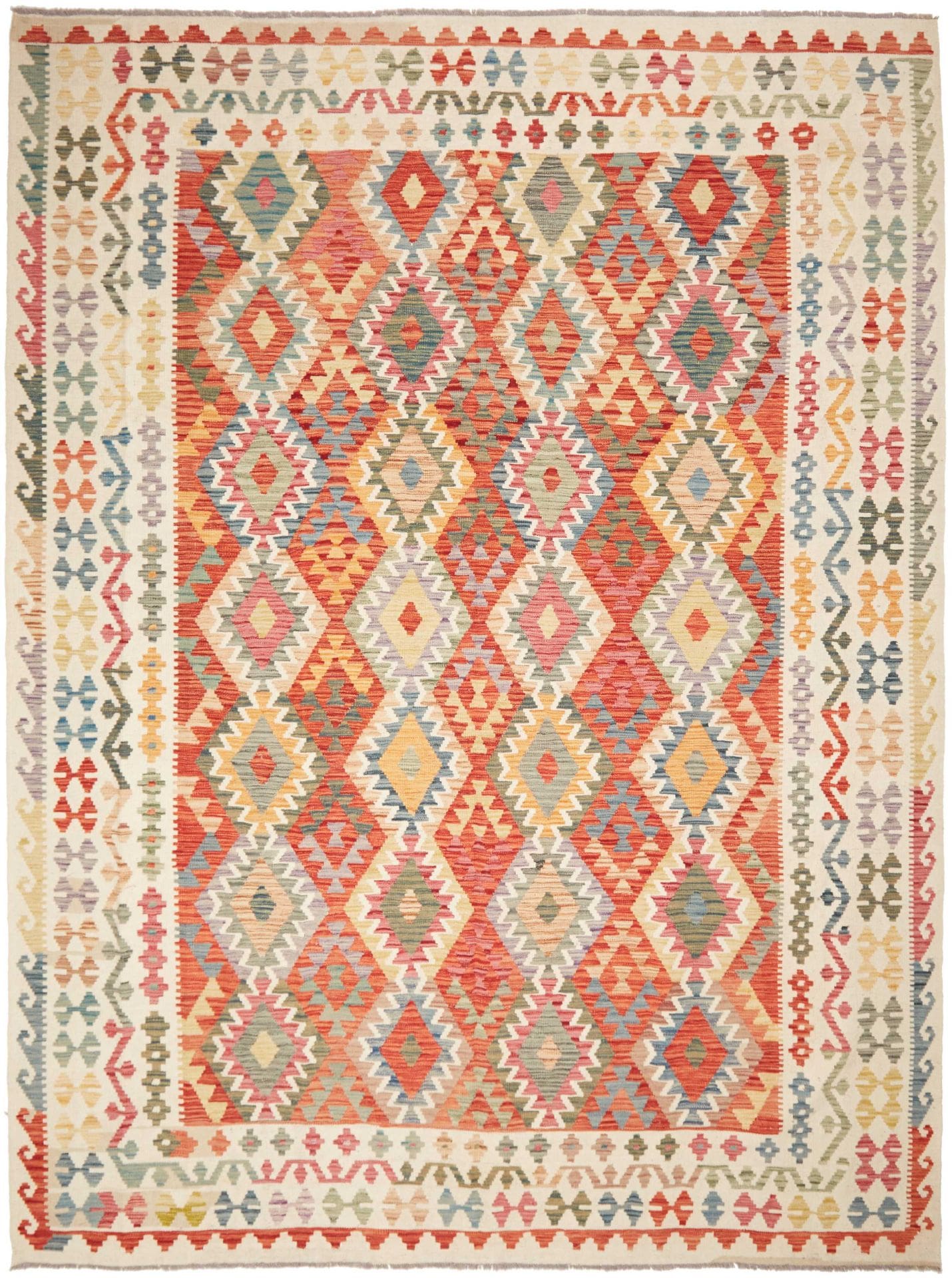 Kelim Teppich 268 x 350cm, handgewebt, rustikales Flair, Wolle