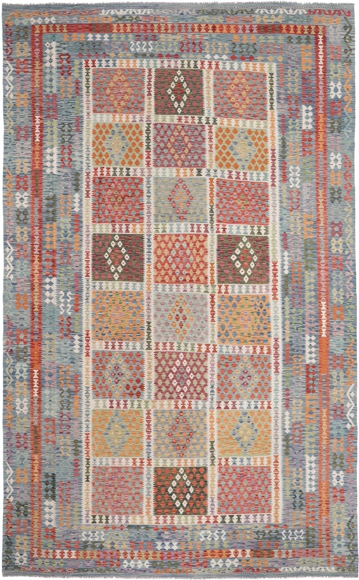 Kelim Teppich 310 x 495 cm, handgewebt, rustikales Design