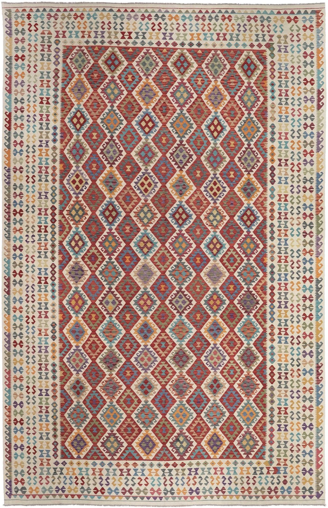 Kelim Teppich 351 x 543 cm aus Schurwolle, handgewebt, Orientteppich
