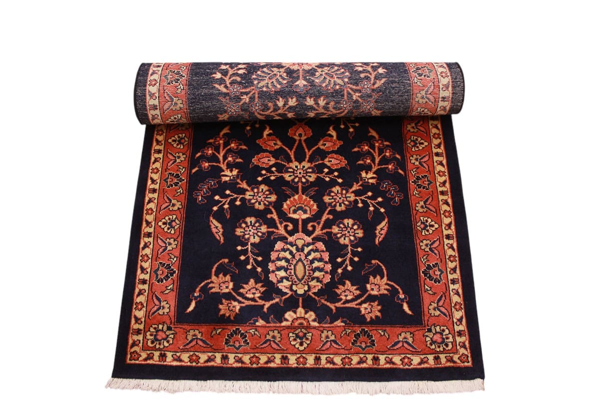 Läufer Perserteppich Sarough 194x87 cm Dunkelblau, handgeknüpft