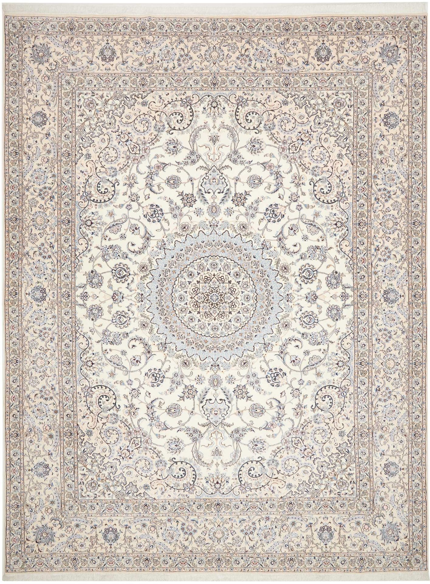 Nain Orientteppich 303 x 403 cm, florales Design, handgeknüpft