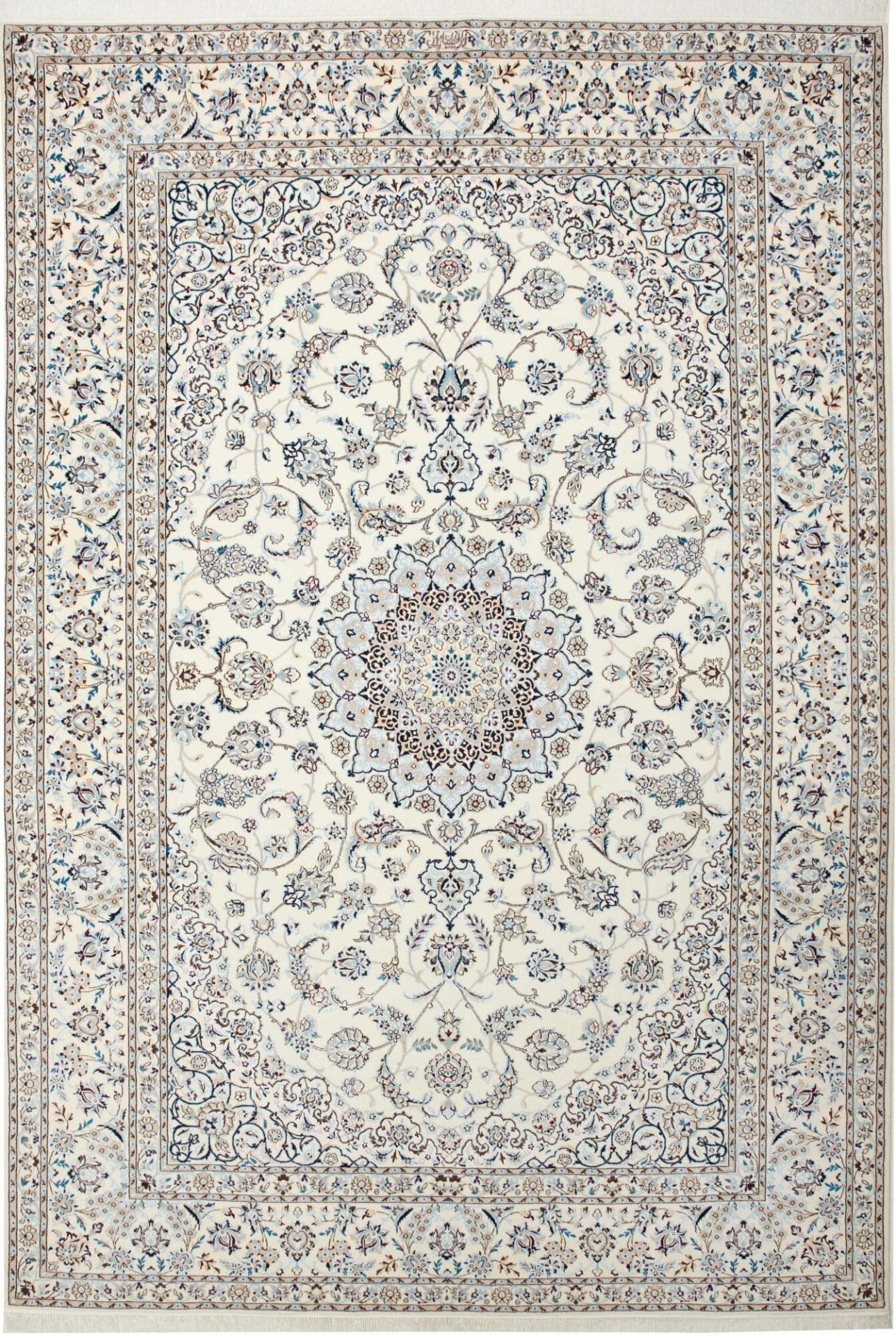 Nain Teppich 213 x 307cm, florales Muster, Perserteppich, handgeknüpft